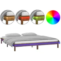 vidaXL Massivholzbett mit LEDs Honigbraun 120x190 cm