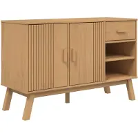 vidaXL Sideboard OLDEN Braun 114x43x73,5 cm Massivholz Kiefer
