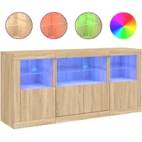 vidaXL Sideboard mit LED-Leuchten Sonoma-Eiche 142,5x37x67 cm