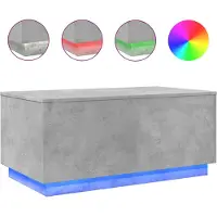 DKD Home Decor Couchtisch mit LED-Leuchten Betongrau 90x50x40 cm