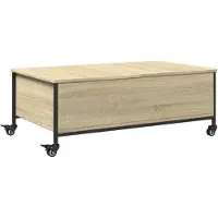 vidaXL Couchtisch mit Rollen Sonoma-Eiche 91x55x34 cm Holzwerkstoff
