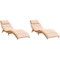 vidaXL Sonnenliegen mit Auflagen 2 Stk. Beige Massivholz Akazie