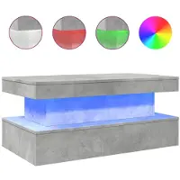 vidaXL Couchtisch mit LED-Leuchten Betongrau 90x50x40 cm
