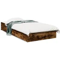vidaXL Bettgestell mit Schubladen Räuchereiche 90x200cm Holzwerkstoff