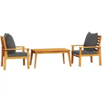 vidaXL 3-tlg. Garten-Lounge-Set mit Kissen Massivholz Akazie