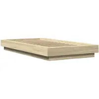 vidaXL Bettgestell mit LED Sonoma-Eiche 75x190 cm Holzwerkstoff