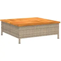 vidaXL Gartentisch Beige 70x70x25 cm Rattan und Akazienholz