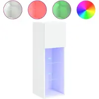 vidaXL TV-Schrank mit LED-Leuchten Weiß 30,5x30x90 cm