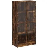 vidaXL Highboard mit Türen Räuchereiche 68x37x142 cm Holzwerkstoff