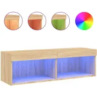 vidaXL TV-Schrank mit LED-Leuchten Sonoma-Eiche 100x30x30 cm