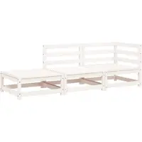 vidaXL Gartensofa mit Hocker 2-Sitzer Weiß Massivholz Kiefer