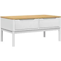 vidaXL Couchtisch FLORO Weiß 99x55,5x45 cm Massivholz Kiefer