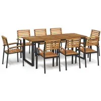 vidaXL 9-tlg. Garten-Essgruppe Massivholz Akazie und Metall