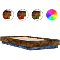 vidaXL Bettgestell mit LED Räuchereiche 100x200 cm