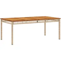 vidaXL Gartentisch Beige 180x90x75 cm Poly Rattan Akazienholz