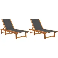 vidaXL Sonnenliegen 2 Stk. Schwarz Massivholz Akazie und Textilene