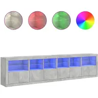 vidaXL Sideboard mit LED-Leuchten Betongrau 283x37x67 cm