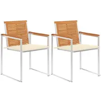 vidaXL Gartenstühle mit Kissen 2 Stk. Massivholz Akazie und Stahl