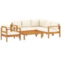 vidaXL 5-tlg. Garten-Sofagarnitur mit Kissen Massivholz Akazie