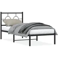 vidaXL Bettgestell mit Kopfteil Metall Schwarz 80x200 cm