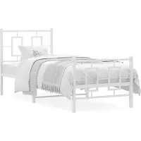 DKD Home Decor vidaXL Bettgestell mit Kopf- und Fußteil Metall Weiß 80x200 cm