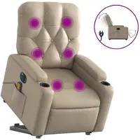 vidaXL Massagesessel mit Aufstehhilfe Elektrisch Cappuccino Kunstleder
