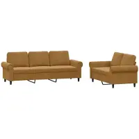 vidaXL 2-tlg. Sofagarnitur mit Kissen Braun Samt