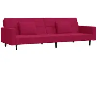 vidaXL Schlafsofa 2-Sitzer mit 2 Kissen Weinrot Samt