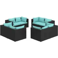 vidaXL 8-tlg. Garten-Lounge-Set mit Kissen Poly Rattan Schwarz