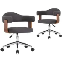 vidaXL Esszimmerstühle 2 Stk. Drehbar Grau Bugholz und Stoff