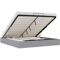 vidaXL Ottoman-Bett ohne Matratze Hellgrau 200x200 cm Stoff