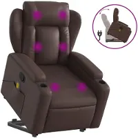 vidaXL Massagesessel mit Aufstehhilfe Braun Kunstleder