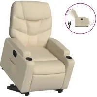 vidaXL Relaxsessel mit Aufstehhilfe Elektrisch Creme Stoff
