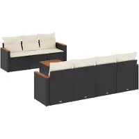 vidaXL 8-tlg. Garten-Sofagarnitur mit Kissen Schwarz Poly Rattan