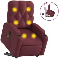 vidaXL Massagesessel mit Aufstehhilfe Weinrot Stoff