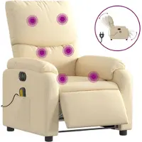 vidaXL Massagesessel Elektrisch Creme Stoff