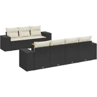 vidaXL 8-tlg. Garten-Sofagarnitur mit Kissen Schwarz Poly Rattan