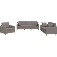 vidaXL 3-tlg. Sofagarnitur mit Kissen Taupe Stoff