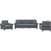 vidaXL 3-tlg. Sofagarnitur mit Kissen Dunkelgrau Samt