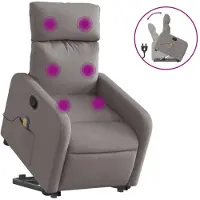 vidaXL Massagesessel mit Aufstehhilfe Taupe Stoff