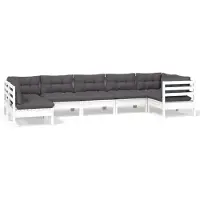 vidaXL 7-tlg. Garten-Lounge-Set mit Kissen Weiß Kiefernholz