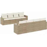 vidaXL 9-tlg. Garten-Sofagarnitur mit Kissen Beige Poly Rattan