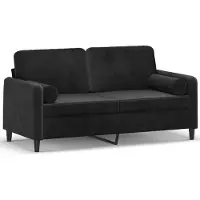 vidaXL 2-Sitzer-Sofa mit Zierkissen Schwarz 140 cm Samt