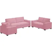 vidaXL 3-tlg. Sofagarnitur mit Kissen Rosa Samt