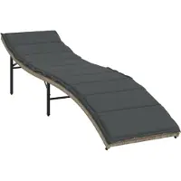 vidaXL Sonnenliege mit Kissen Hellgrau 55x199x50 cm Poly Rattan