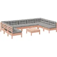 vidaXL 10-tlg. Garten-Sofagarnitur mit Kissen Massivholz Douglasie
