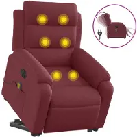 vidaXL Elektrischer Massagesessel mit Aufstehhilfe Weinrot Stoff