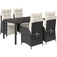 vidaXL 5-tlg. Garten-Essgruppe mit Kissen Schwarz Poly Rattan