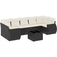 vidaXL 8-tlg. Garten-Sofagarnitur mit Kissen Schwarz Poly Rattan