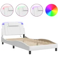 vidaXL Bettgestell "Viana" mit LED ohne Matratze Weiß 100x200 cm